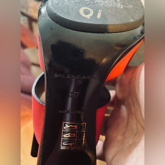 Balenciaga Heels - Size 7 US - Red Seude - balletcorp - Open Toe - Y2k - Sandals - Picture 9 of 11